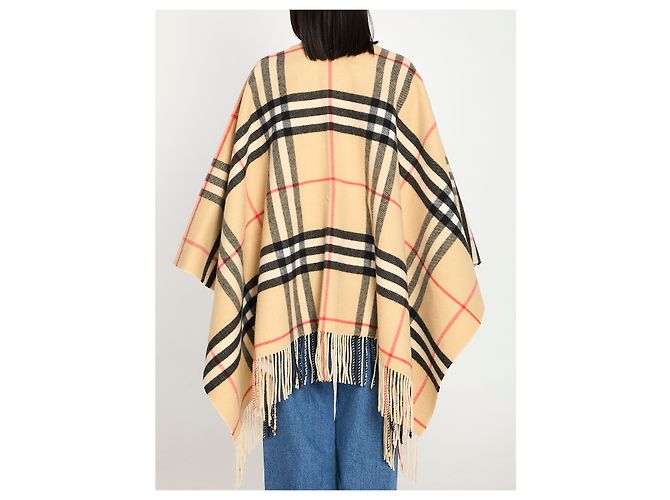 Burberry Double Check wrap de cashmere y lana beige arena - vista 4