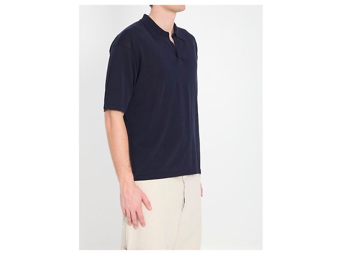 Polo in cotone blu navy Roberto Collina - vista 2