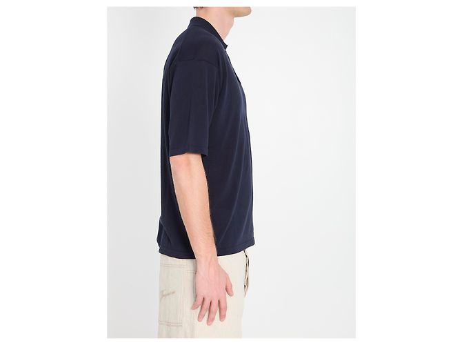 Polo in cotone blu navy Roberto Collina - vista 3