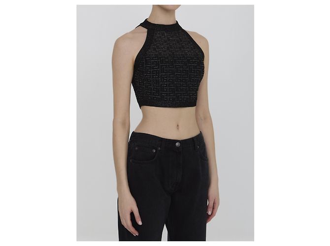 Balmain PB Labyrinth knit top Black - view 2