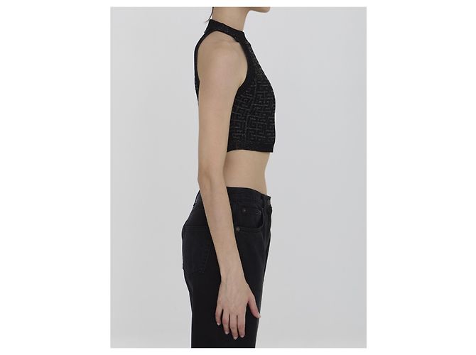 Balmain PB Labyrinth knit top Black - view 3