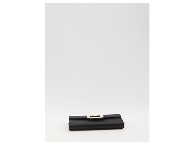 Pochette Envelope Roger Vivier Nera in Raso Nero - vista 3