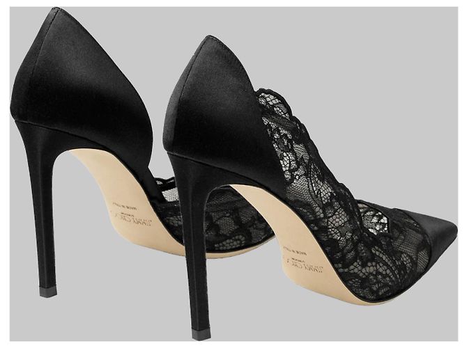 Jimmy Choo Brigitte 100 Pumps aus Spitze und Satin Schwarz - Ansicht 3