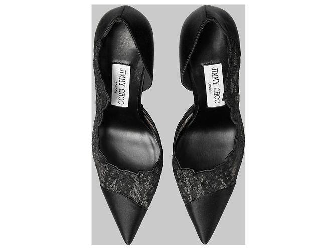 Jimmy Choo Brigitte 100 Pumps aus Spitze und Satin Schwarz - Ansicht 4