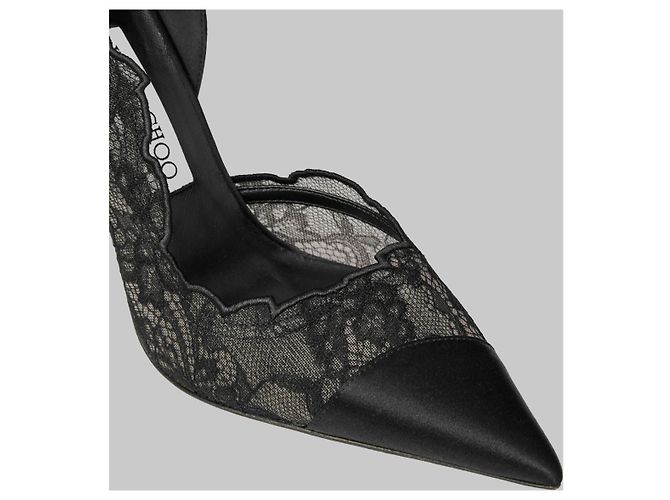 Jimmy Choo Brigitte 100 Pumps aus Spitze und Satin Schwarz - Ansicht 5