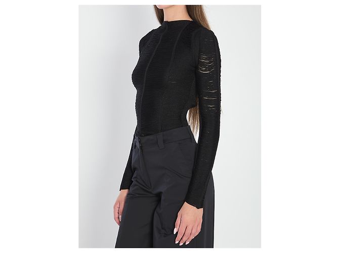Camisola preta de viscose com franjas Attico Preto - vista 2