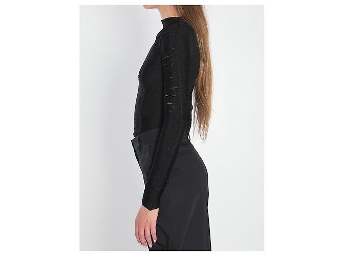 Camisola preta de viscose com franjas Attico Preto - vista 3