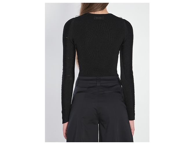 Camisola preta de viscose com franjas Attico Preto - vista 4