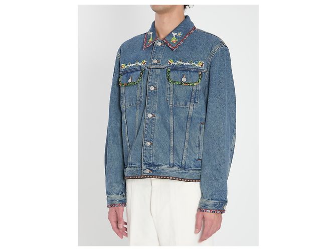 Valentino Garavani Veste en denim brodée de perles Bleu - vue 2
