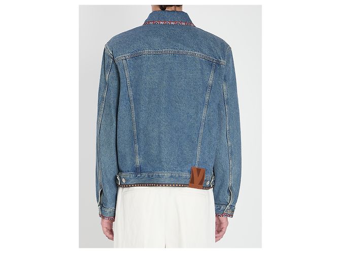 Valentino Garavani Veste en denim brodée de perles Bleu - vue 4