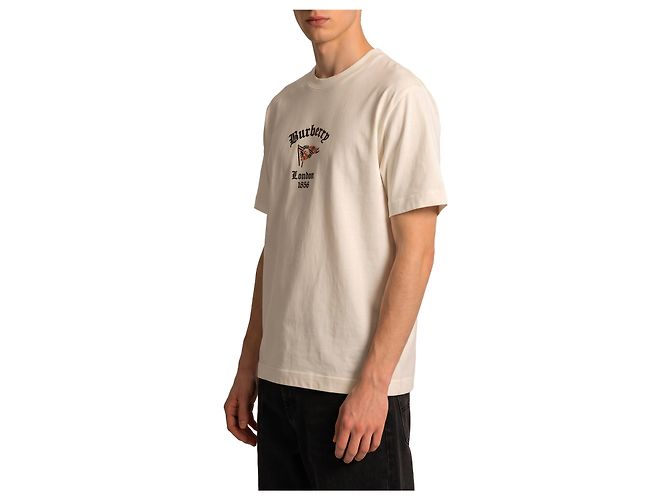 Burberry T-shirt de algodão com bandeira axadrezada Branco - vista 2