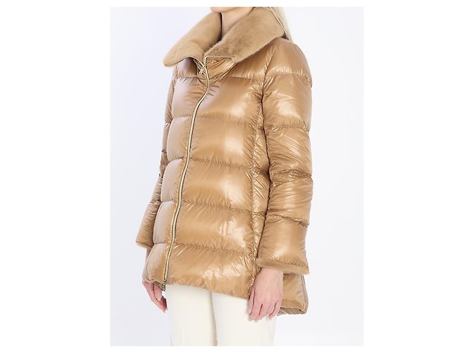 Herno Plumífero ligero con cuello de ecofur Beige - vista 2