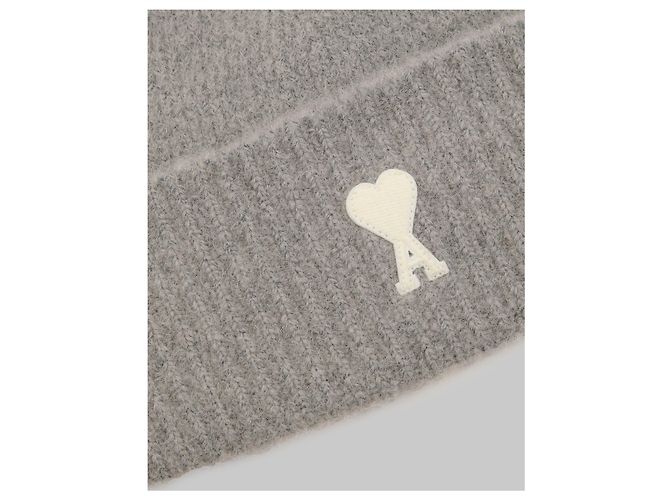 Ami Paris Ami de Coeur Beanie aus grauem Alpaka - Ansicht 3