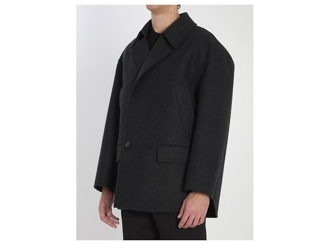 Fendi Cappotto peacoat in lana grigio - vista 2