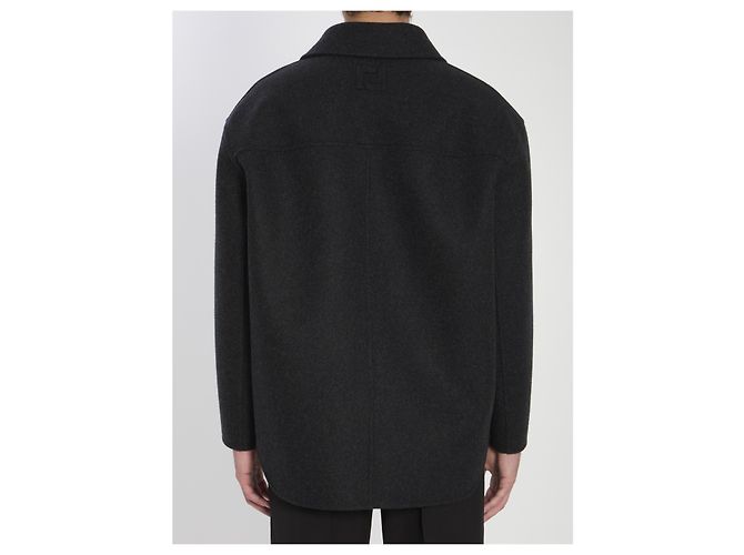Fendi Cappotto peacoat in lana grigio - vista 4