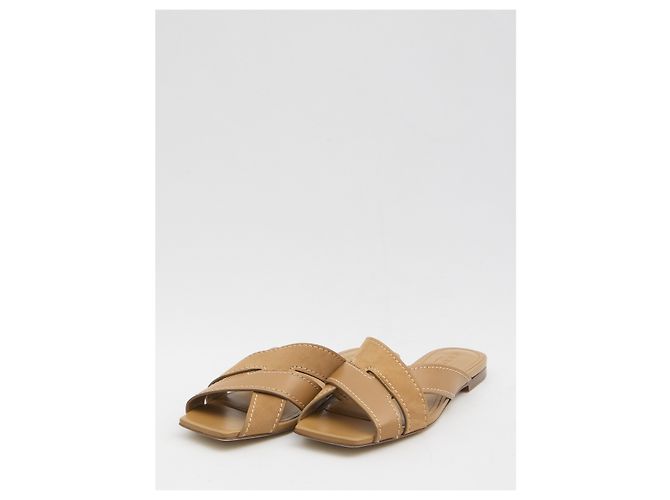 Tod's Ciabatte in pelle liscia e scamosciata Marrone - vista 2