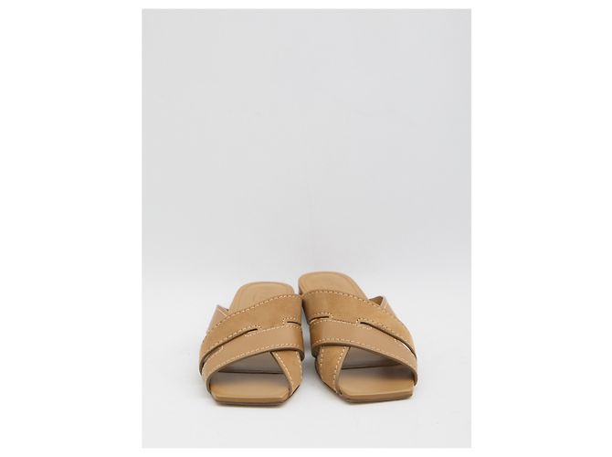 Tod's Ciabatte in pelle liscia e scamosciata Marrone - vista 5