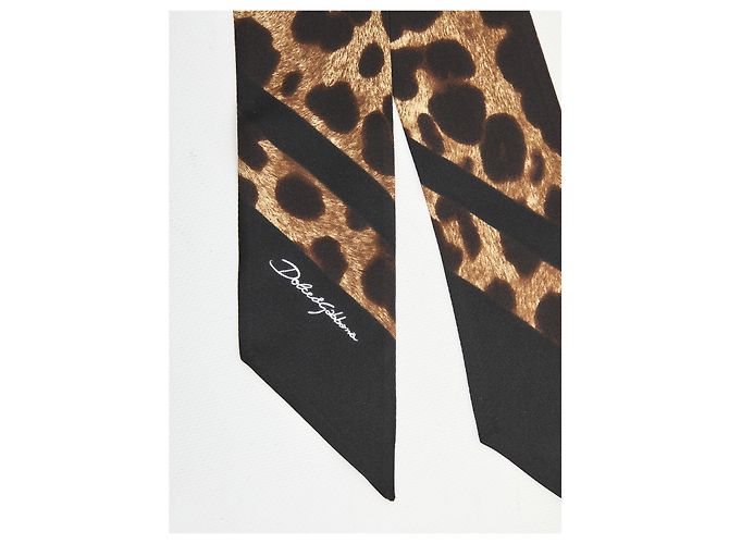 Dolce & Gabbana Bandeau de sarga de seda con estampado de leopardo Castaño - vista 2