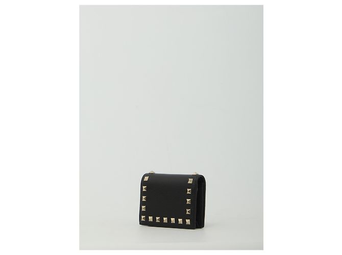 Portafoglio Valentino Garavani Rockstud in pelle nera granulata Nero - vista 3