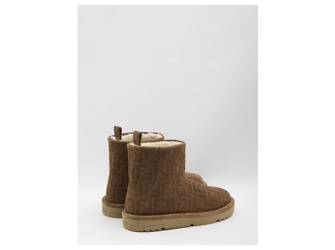 Fendi FF motif brown suede afterski boots - view 3