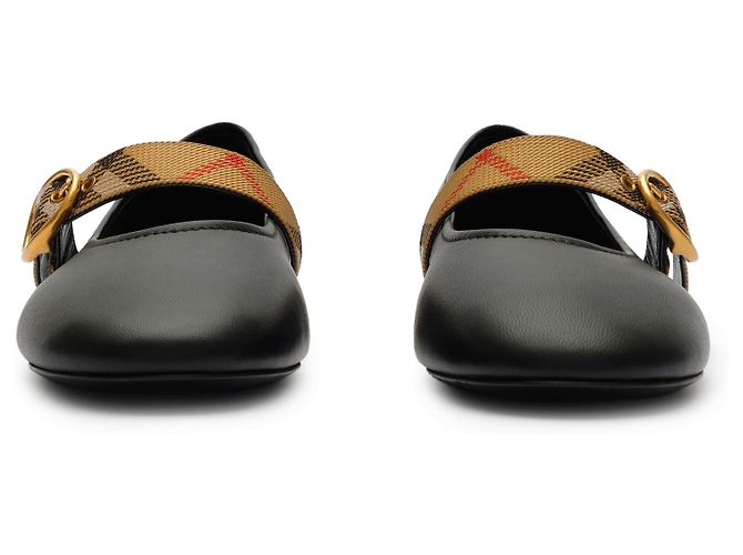 Ballerines Burberry Robin en cuir noir - vue 2