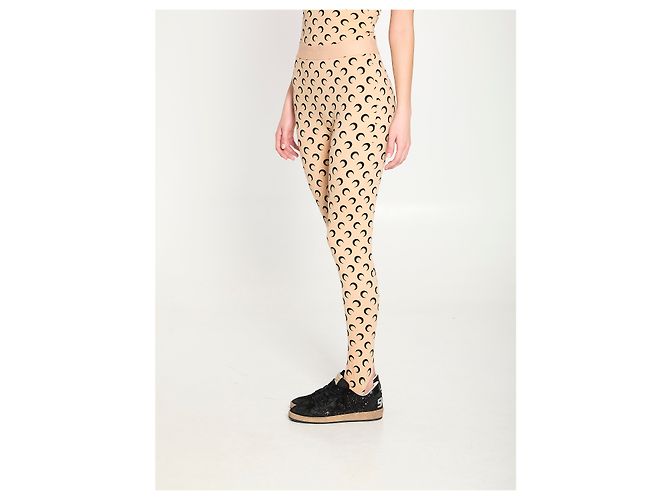 Marine Serre Jersey-Leggings mit Mondprint Pink - Ansicht 2
