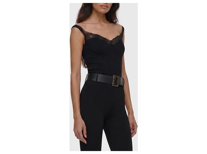 Self Portrait Schwarzes Stricktop mit Spitzendetails - Ansicht 3