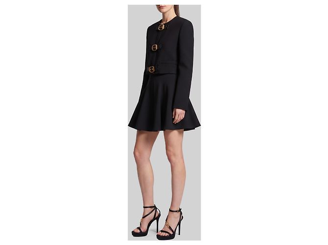 Versace Crop natté wool jacket Black - view 2