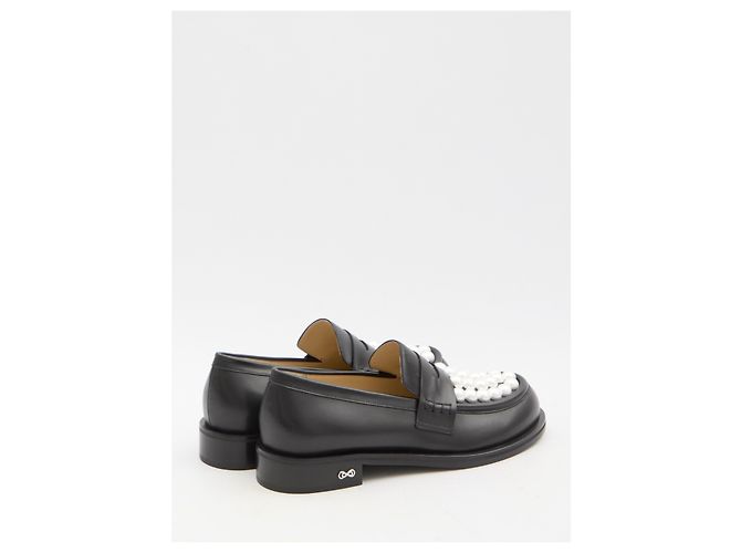 Mocassins Sirene Mach & Mach em pele preta com pérolas Preto - vista 3