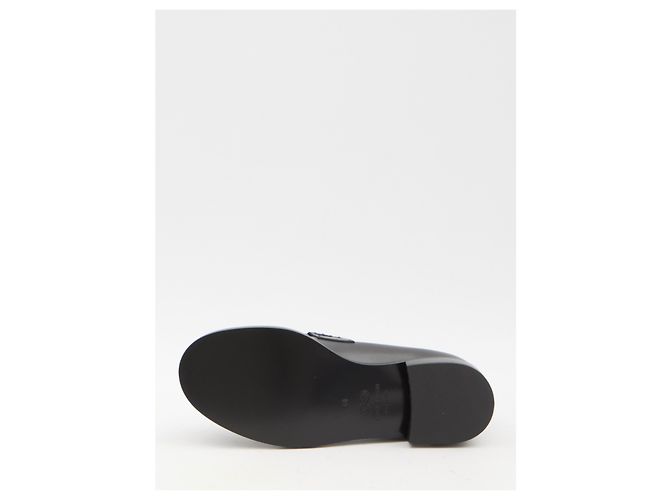 Mocassins Sirene Mach & Mach em pele preta com pérolas Preto - vista 4