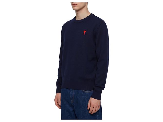 Ami Paris Ami De Coeur Merinowolle Pullover Blau - Ansicht 2