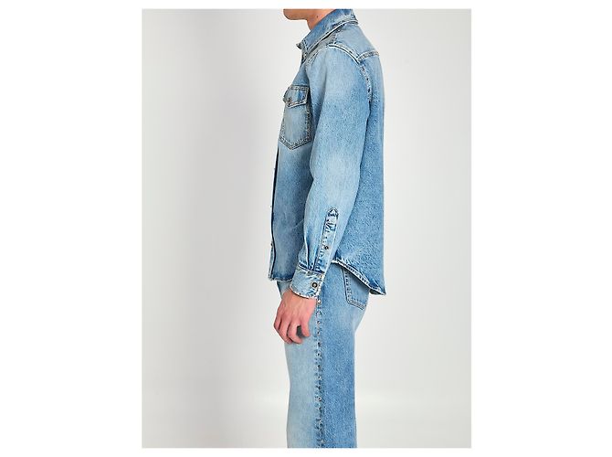 Medusa Versace Stone-wash overshirt with studs Blue - view 3