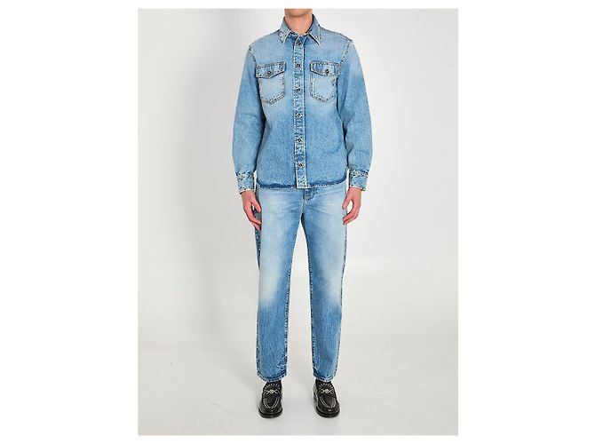 Medusa Versace Stone-wash overshirt with studs Blue - view 5