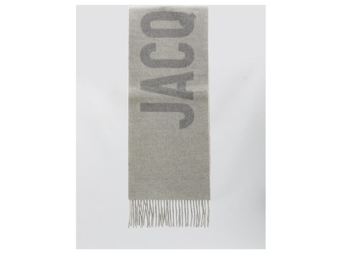 Jacquemus grey virgin wool scarf with fringes - view 2