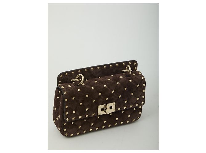 Valentino Garavani mala de ombro Small Rockstud Spike Marrom - vista 4