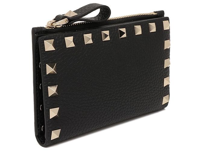 Valentino Garavani Portacarte con zip Rockstud Nero - vista 2