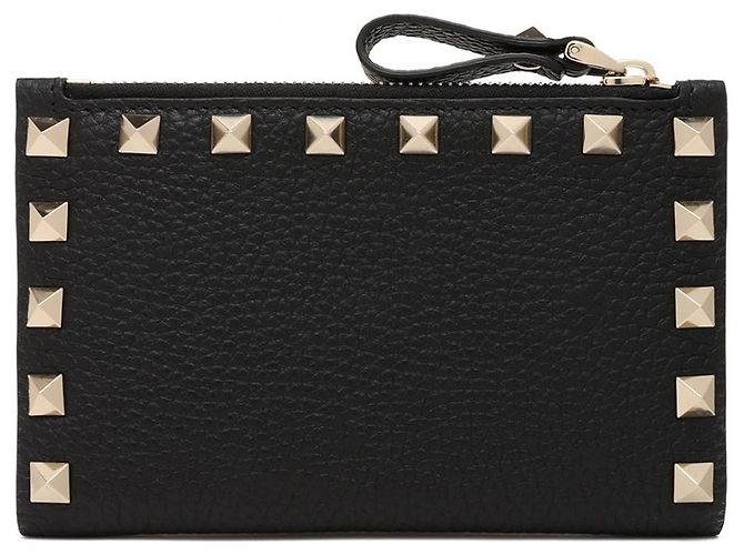 Valentino Garavani Portacarte con zip Rockstud Nero - vista 3