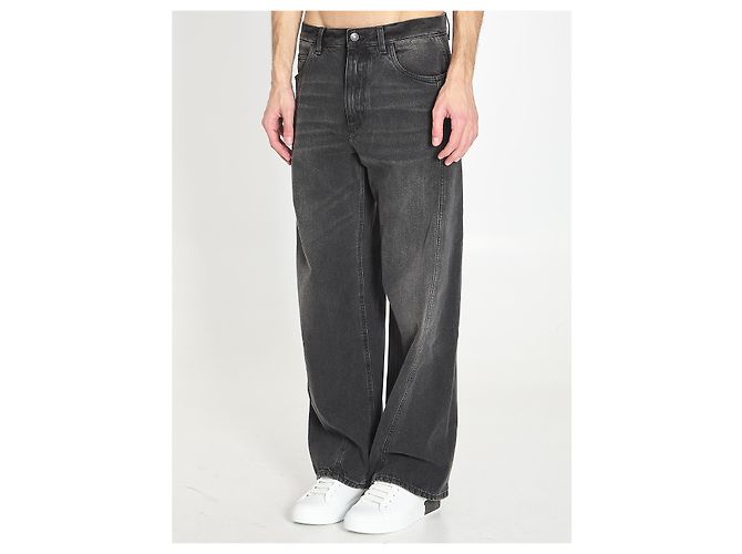 Jeans Dolce & Gabbana in denim di cotone nero gamba larga - vista 2