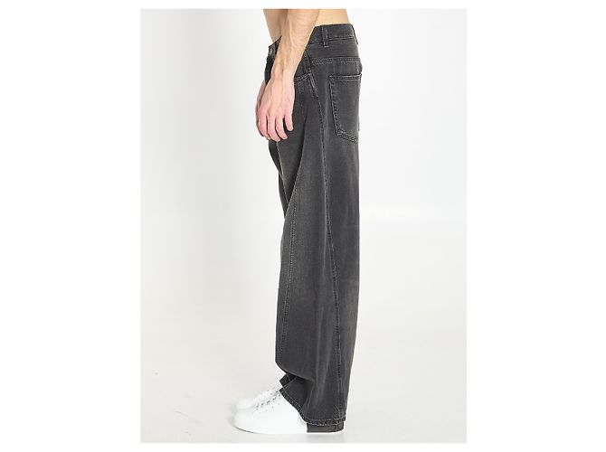 Jeans Dolce & Gabbana in denim di cotone nero gamba larga - vista 3