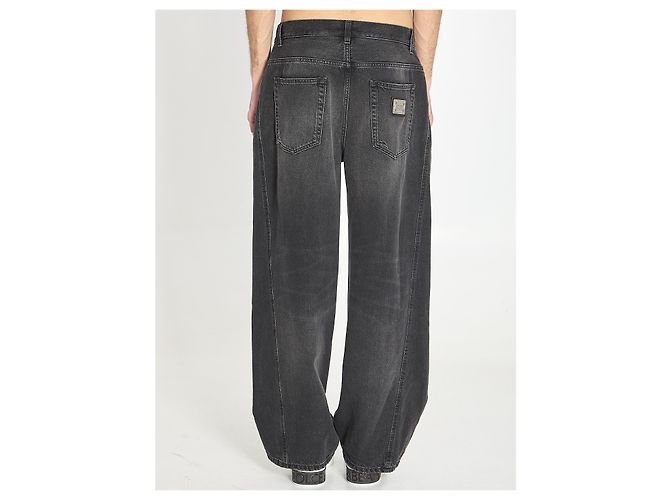 Jeans Dolce & Gabbana in denim di cotone nero gamba larga - vista 4