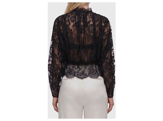 Self portrait Blusa in pizzo a collo alto Nero - vista 2