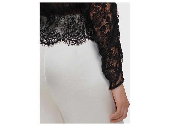 Self portrait Blusa in pizzo a collo alto Nero - vista 3