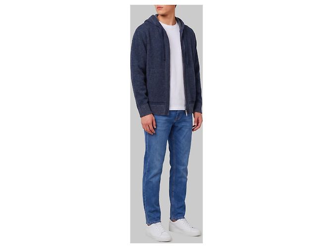 Roberto Collina Sweatshirt zippé en laine mérinos bleu marine - vue 2