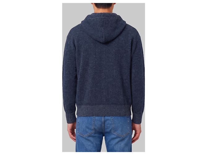 Roberto Collina Sweatshirt zippé en laine mérinos bleu marine - vue 3