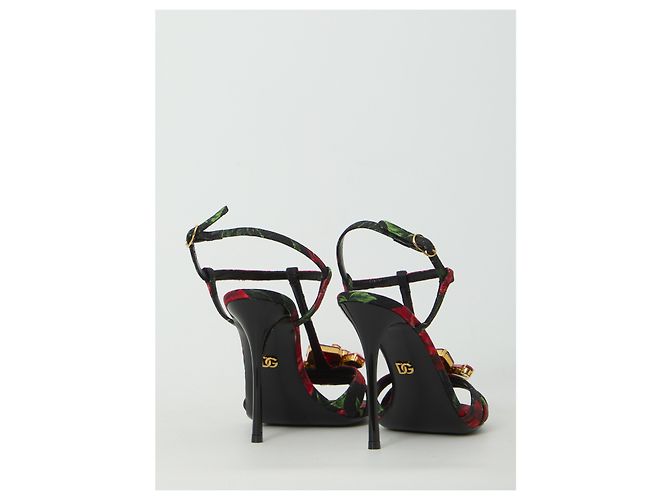 Dolce & Gabbana Red Rose Brokat Sandalen Rot - Ansicht 3