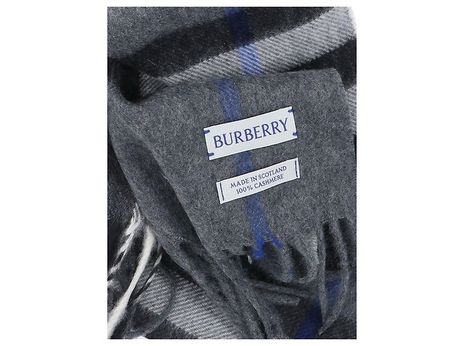 Écharpe Burberry Check en cachemire gris - vue 3