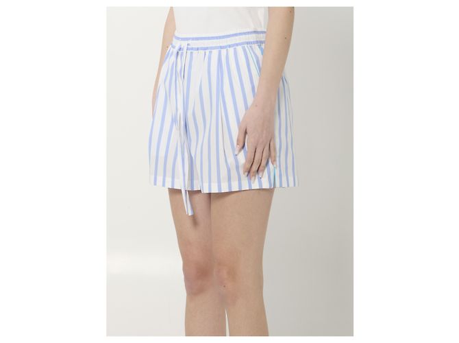 Dolce & Gabbana Pantaloncini in popeline a righe Blu chiaro - vista 2