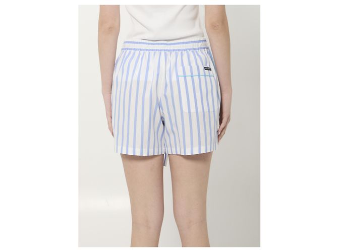 Dolce & Gabbana Pantaloncini in popeline a righe Blu chiaro - vista 4