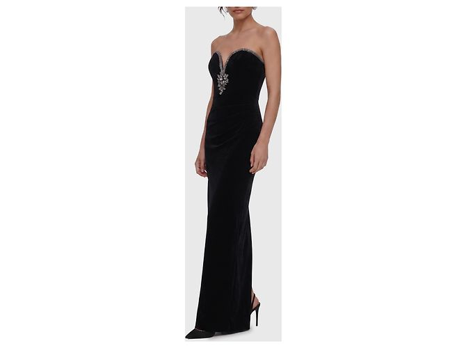 Vestido maxi de terciopelo negro Self Portrait - vista 3