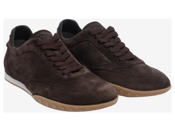 Tod's Baskets en daim marron Moor - vue 2